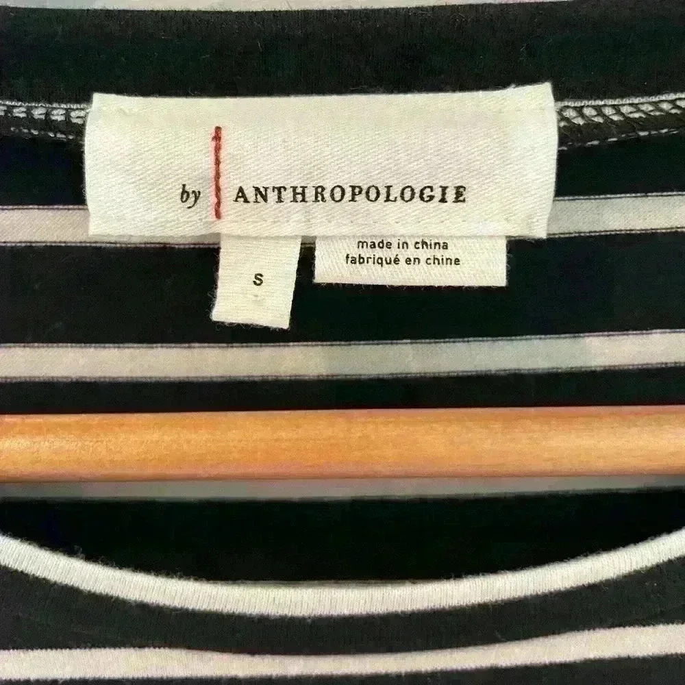 Anthropologie Black and White Striped Top, Small - Picture 2 of 4